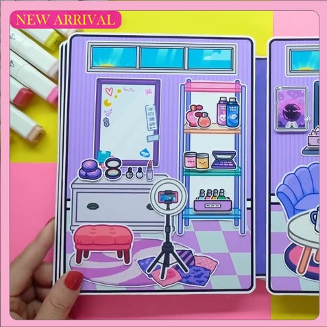 Virak Paper Doll Toca Boca Purple House Series Toys Disassembly The ...