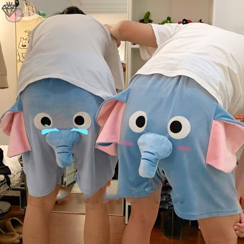Cute Funny Shorts For Men Women Cartoon Elephant Pajamas Cute