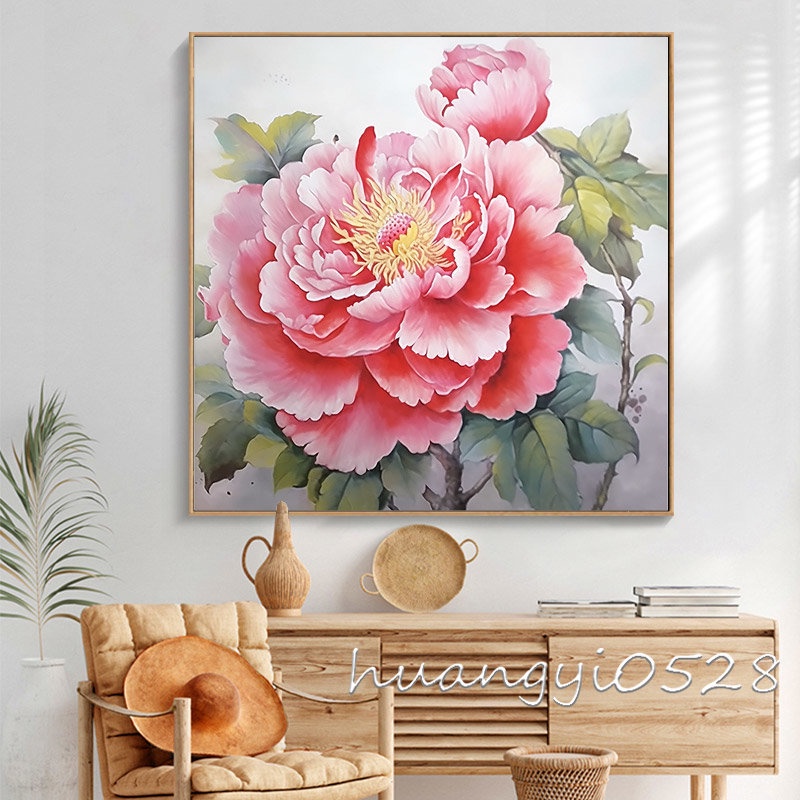 Canvas Painting Wall Decoration Chinese Style Peony Flower Living Room ...
