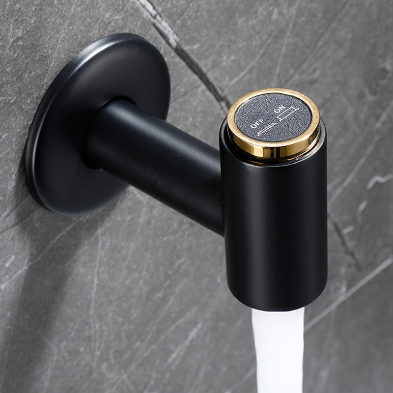 Washing Machine Faucet Square Wall Mount Cold Water Tap Laundry Faucet Tap Bathroom Faucet Modern Black Tap For Balcony Mop Sink Basin Garden (G3/4 Thread