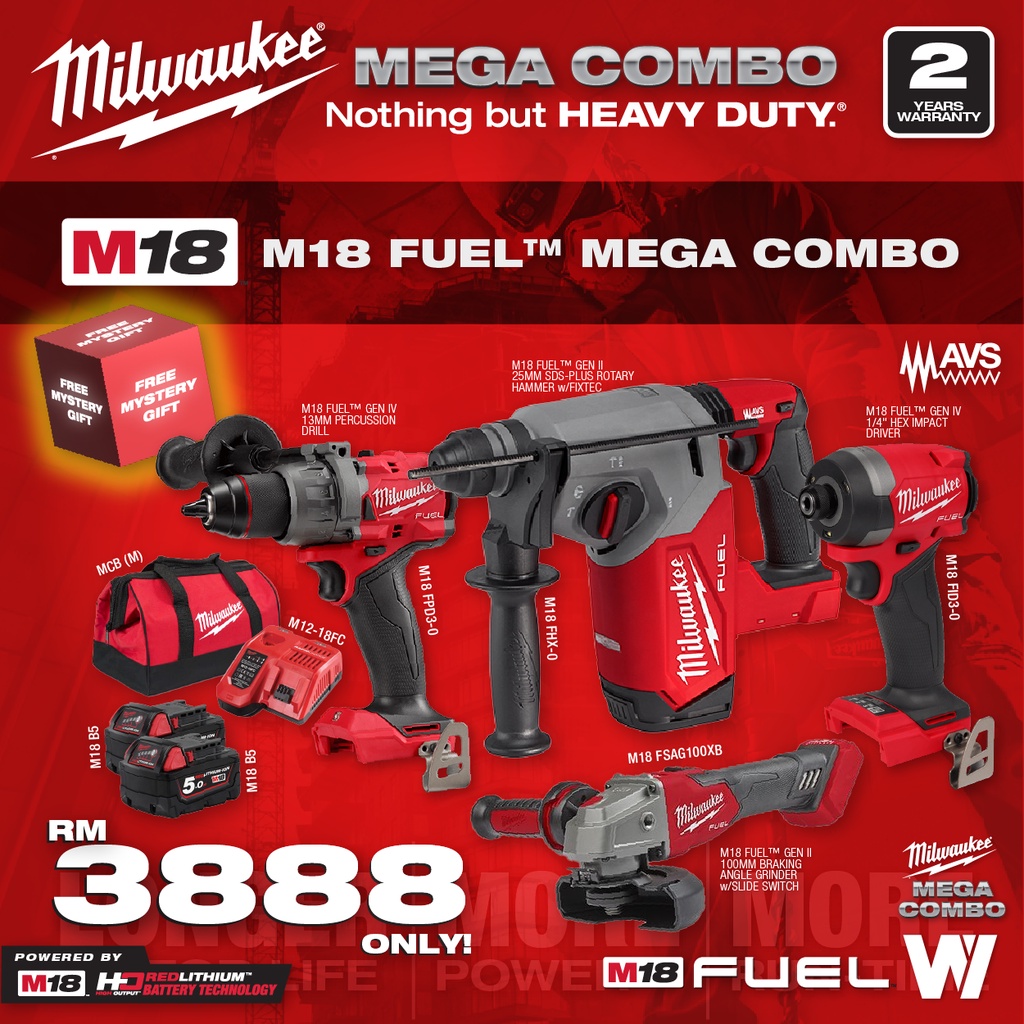 MILWAUKEE M18 MEGA COMBO KIT 2023 Shopee Malaysia