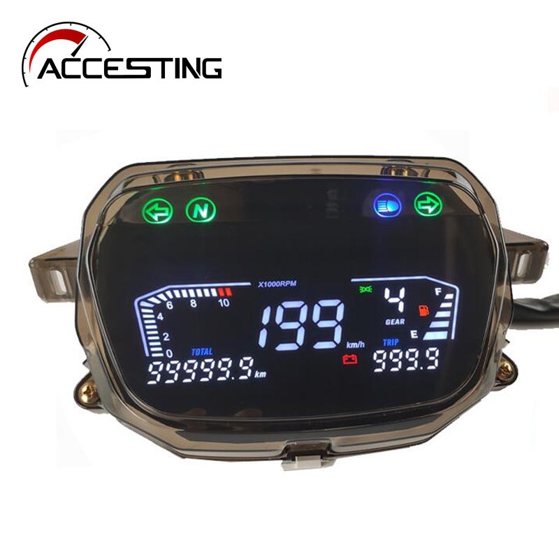 LED Digital Speedometer Tachometer Motorcycle Meter Assy 199 km/h