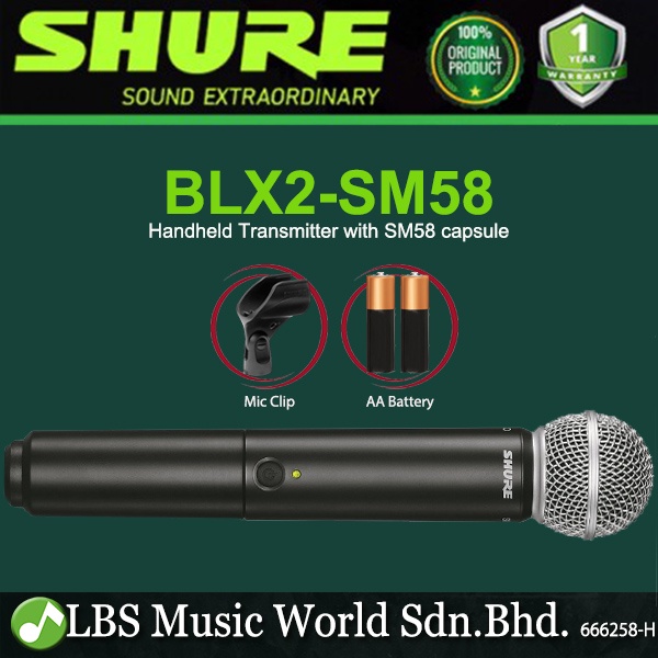 Shure BLX2/SM58 Wireless Handheld Microphone Transmitter with SM58 Mic