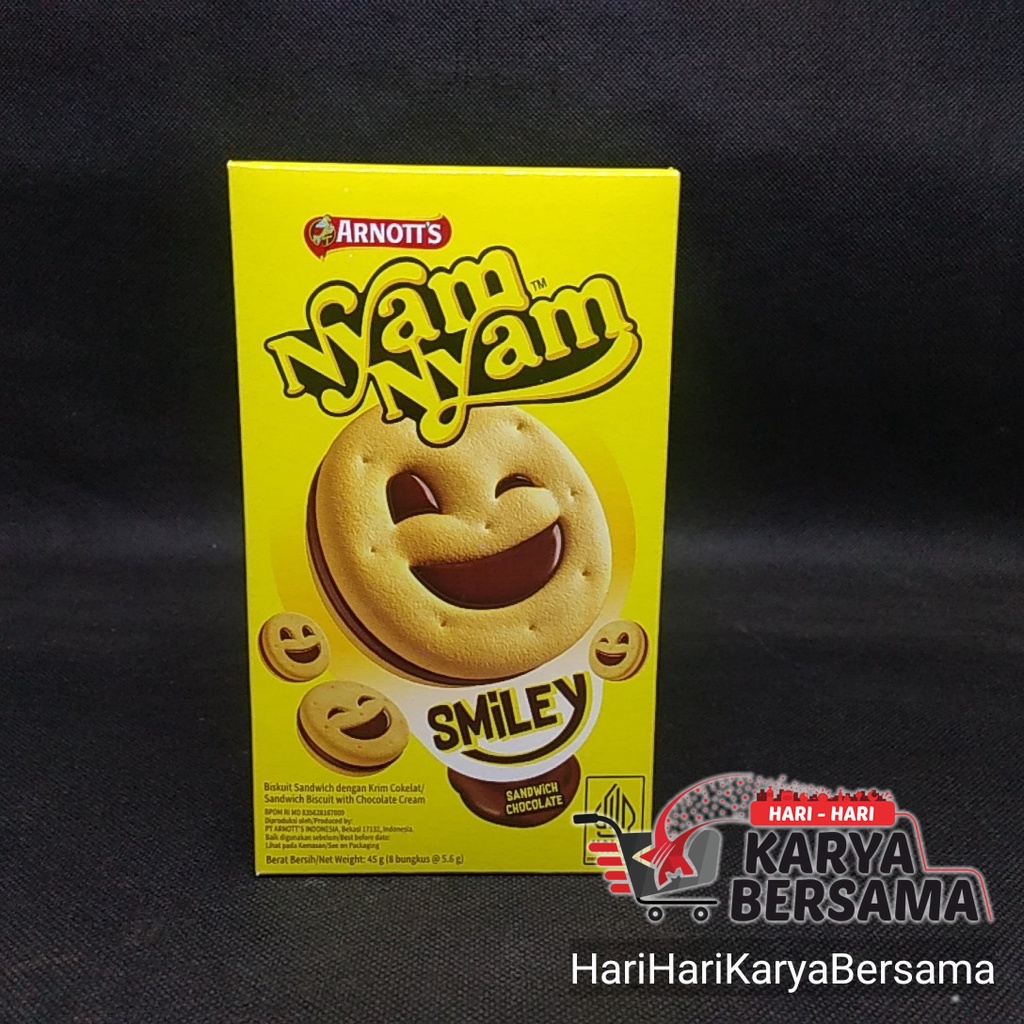 Arnott's NYAM NYAM SMILEY Biscuit SANDWICH CHOCOLATE 45GR | Shopee Malaysia