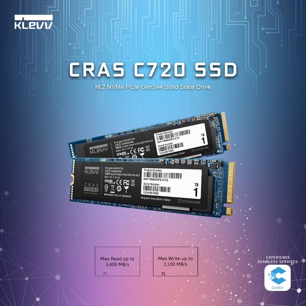 KLEVV CRAS C720 M.2 NVMe PCle Gen3x4 SSD # [256GB/512GB/1TB/2TB