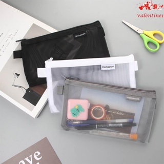 MUJI transparent Mesh Pencil Case Office Student Pencil Case Nylon School  PenBox