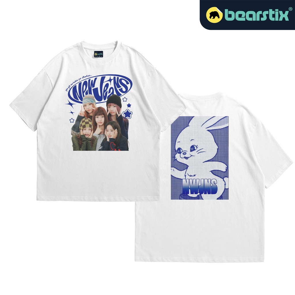 Beartix-Baju Oversize T-shirt Kpop Kaos Minji Haerin Hanni Daniel Hyein ...