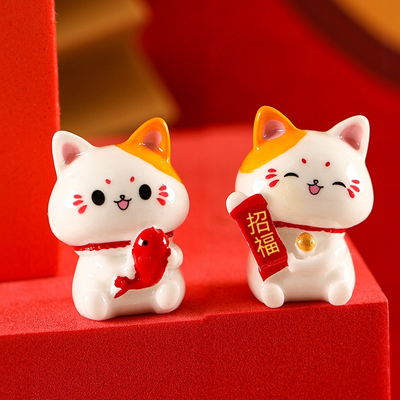 Lucky Cat Desktop Ornament Car Decoration Spring Festival Desktop Good