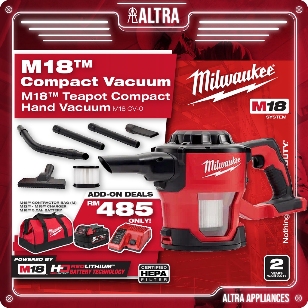Milwaukee M18 Teapot Compact Vacuum / Cordless Vacuum / Cordless Hand