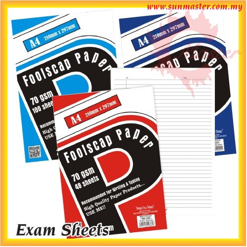 A4 Exam Sheet 70gsm 80gsm Foolscalp Paper Kertas Kajang Shopee