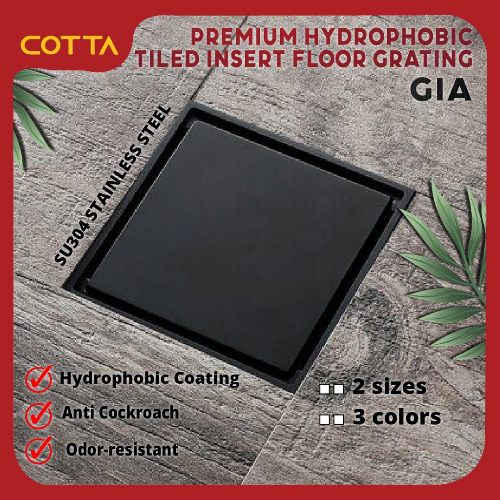 COTTA Gia Floor Grating Square Floor Drain Stainless Steel Shower Drainer Bathroom Floor Trap
