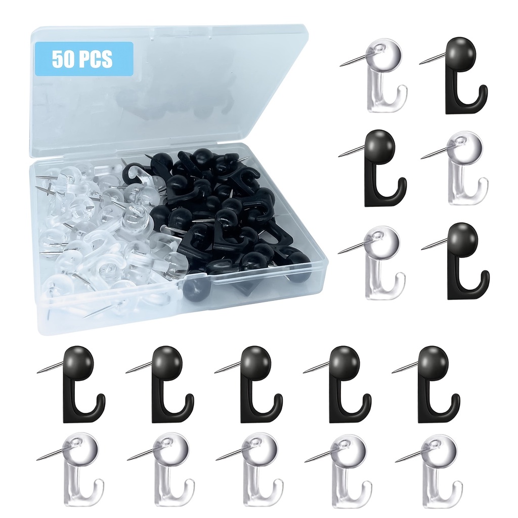 Decorative Push Pin Hooks 50pcs Plastic Heads Thumbtacks for Cork