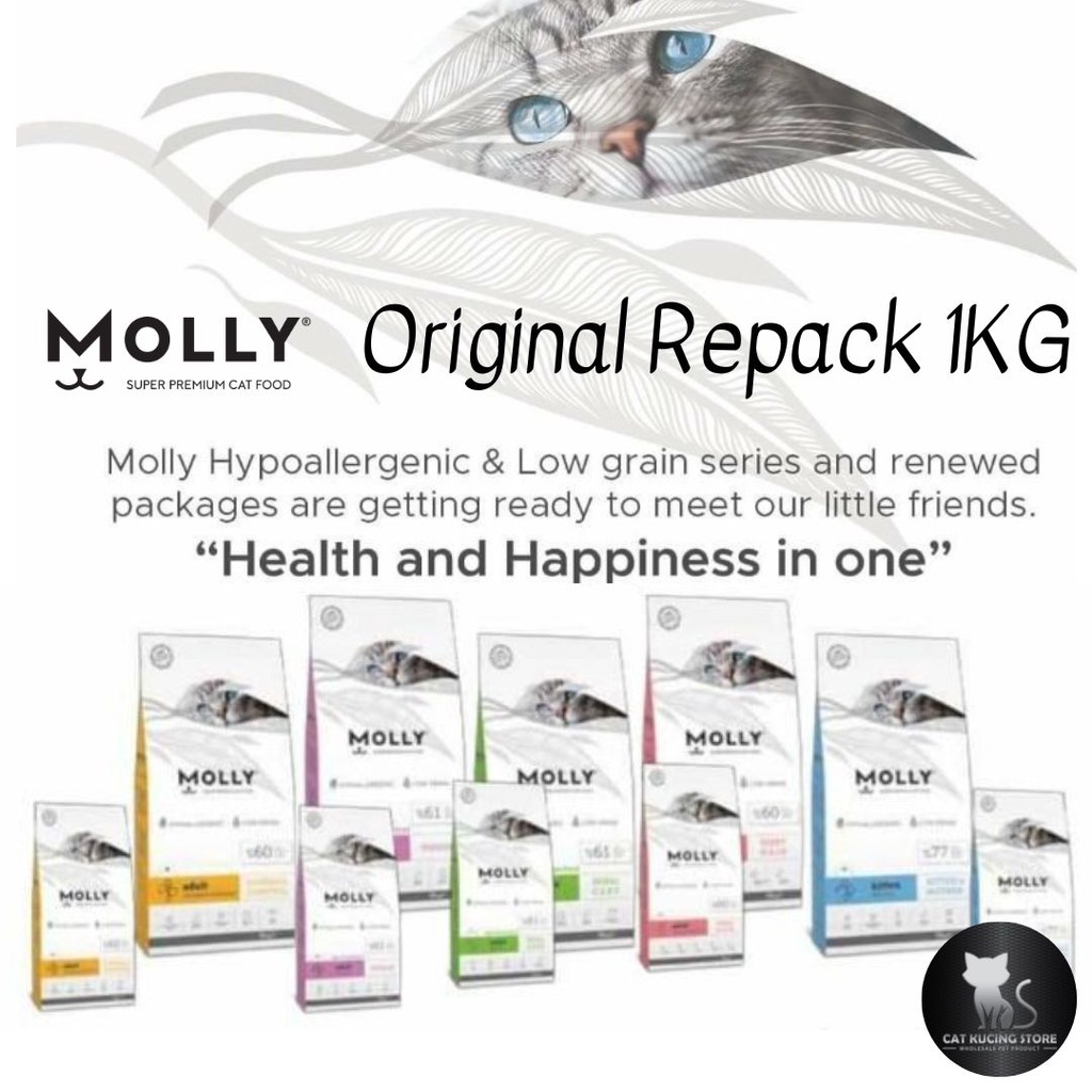 Repacking 1kg Molly Super Premium Cat Dry Food For Cat & Kitten ...