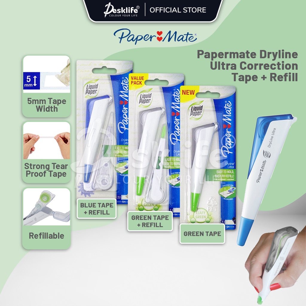 Desklife PaperMate DryLine Ultra 5mm x 6m Correction Tape + Refill
