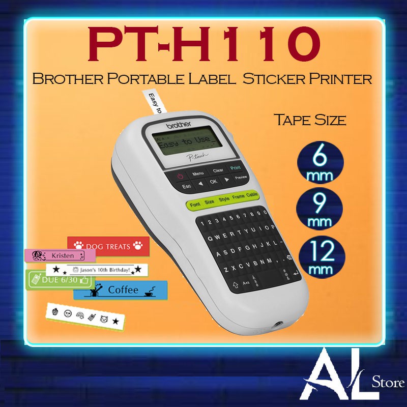 Brother P-Touch PT-H110 Portable Handheld Label Maker Sticker Laminate ...