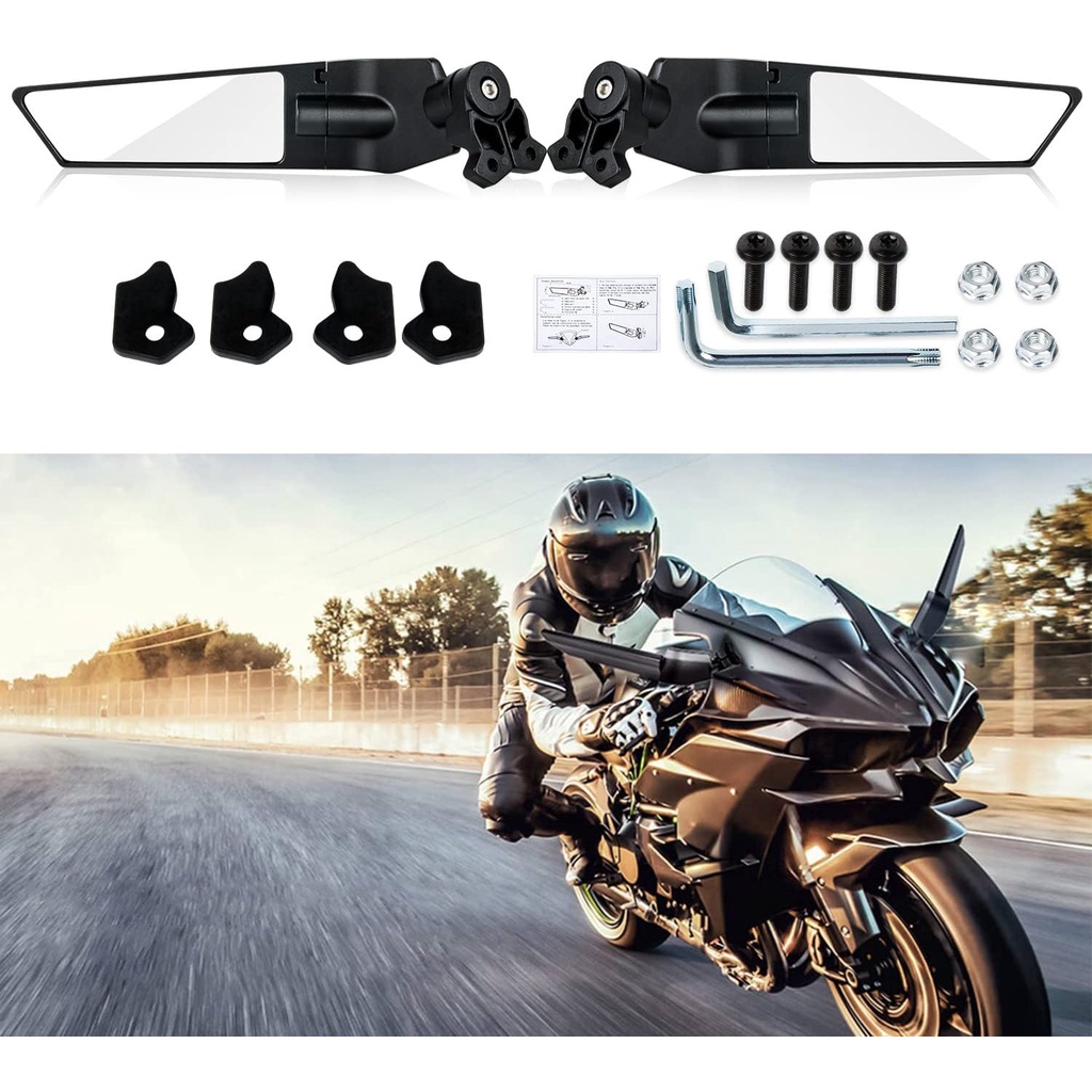 SIDE MIRROR WINGLET KAWASAKI NINJA 250 300 400 650 YAMAHA R15 R25 HONDA CBR ADJUSTABLE REAR VIEW