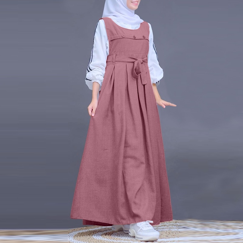 Hijabista Women Muslim Fashion Sleeveless Daily Casual Strap Soild Color  Dress | Shopee Malaysia