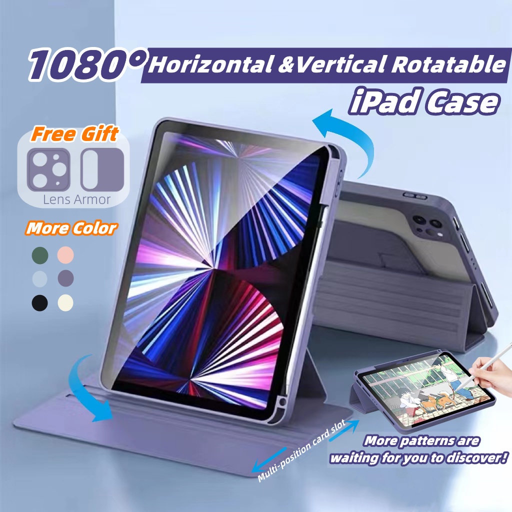 For iPad10 1080°Rotatable Case Cover For iPad Acrylic Protective Case ...