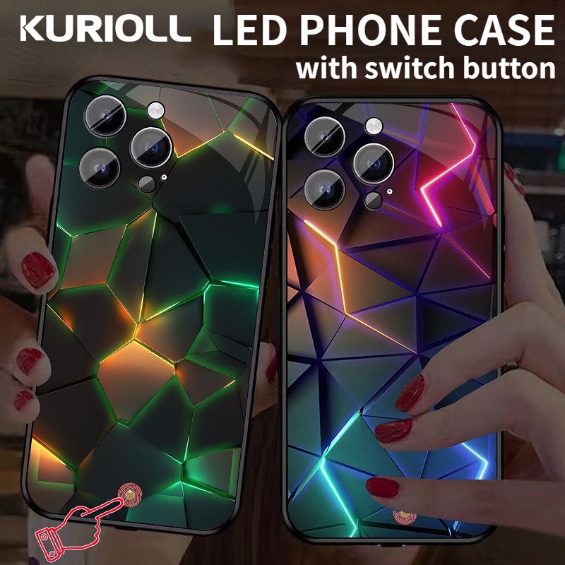 KURIOLL LED Luminous Case for IPhone 12 13 14 Pro Max 11 X XR XS 7 8