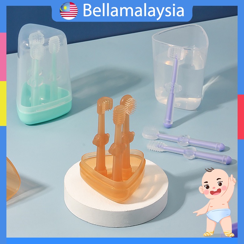 Bella 3 in 1 Baby Silicone Toothbrush Oral Cleaning Toothbrush Set ...