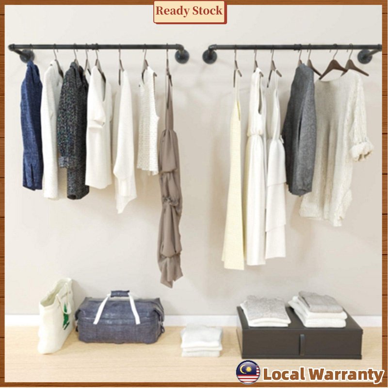 Ready Stock 100cm 120cm Length Mounted Clothes Rack Wall Mounted Clothes Rak Pakaian Dipasang Shopee Malaysia