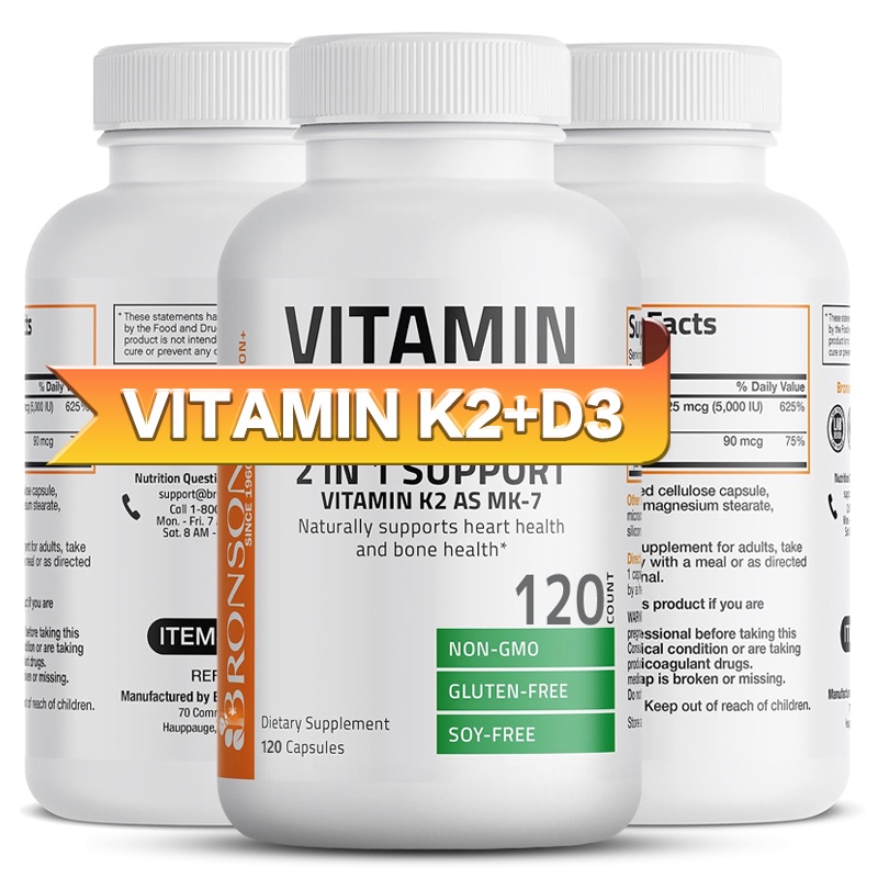 Vitamin K2 + D3 (MK7) Capsules - Bones & Joints - Aids Absorption ...