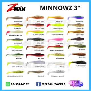 Zman Soft Lure Minnow Z 3 INCH HOT SELLING SOFT PLASTIC LURE ,1 PACK(6pcs)
