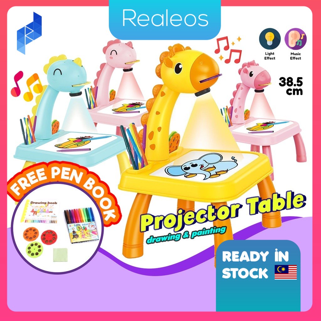 Realeos Music Children Kids Toy Projector Drawing Table Mainan Budak ...