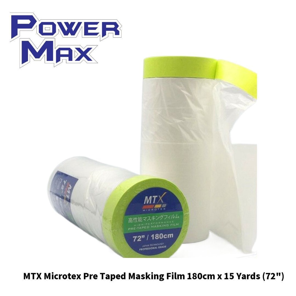 MTX MICROTEX 180cm x 15 Yards PRE TAPED MASKING FILM HIGH PERFORMANCE ...