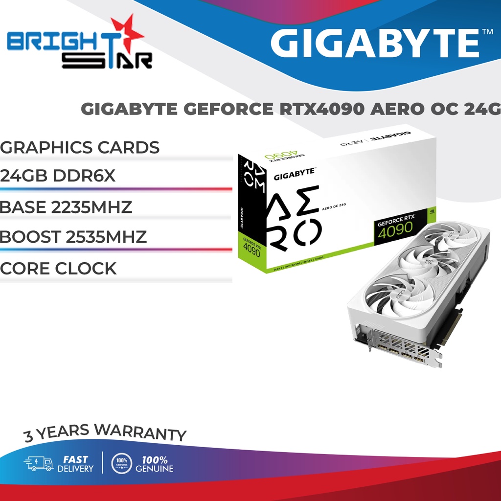 GIGABYTE GEFORCE RTX 4090 AERO OC 24GB GDDR6X (GV-N4090AERO OC-24GD ...