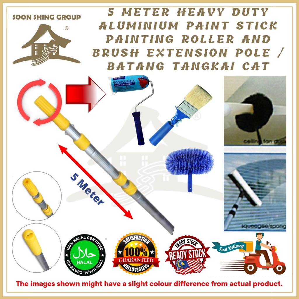 5 METER HEAVY DUTY ALUMINIUM PAINT STICK PAINTING ROLLER AND BRUSH ...