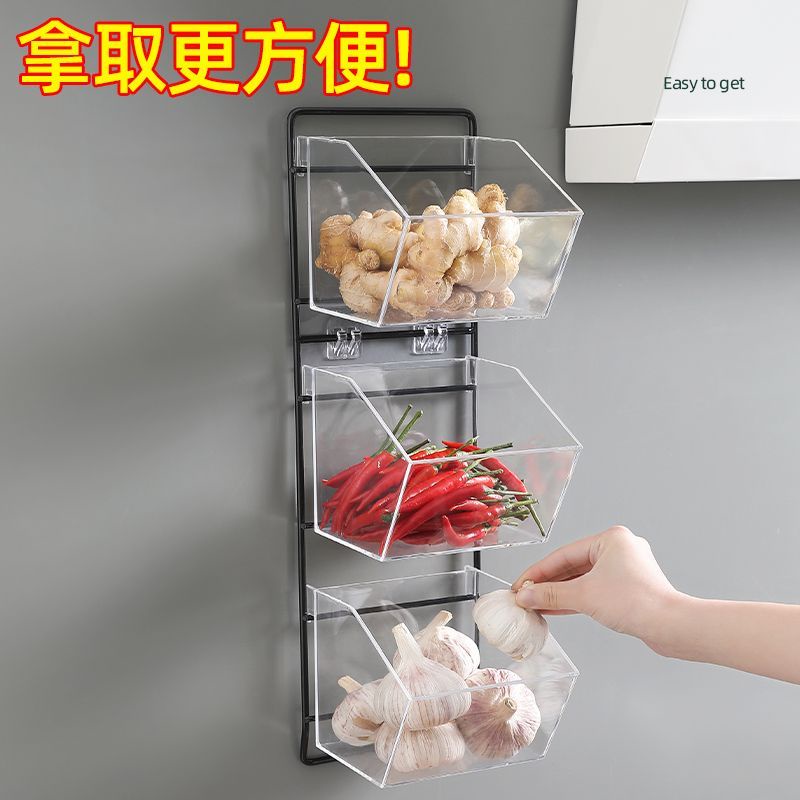Kitchen Onion Ginger Garlic Storage Rack Storage Box Wall-Mounted ...