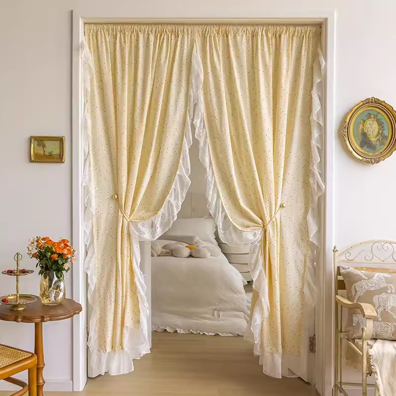 French Embroidery Daisy Curtain With Ruffles For Living Room Kitchen ...