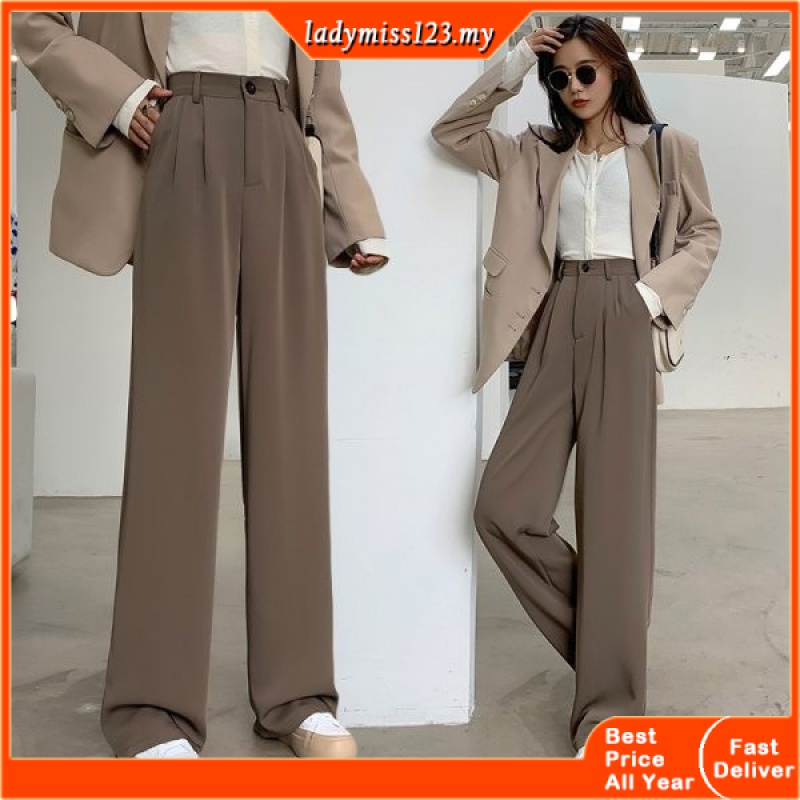 High Waist Khaki Suit Straight Pants for Women Summer Thin Casual Loose  Trousers