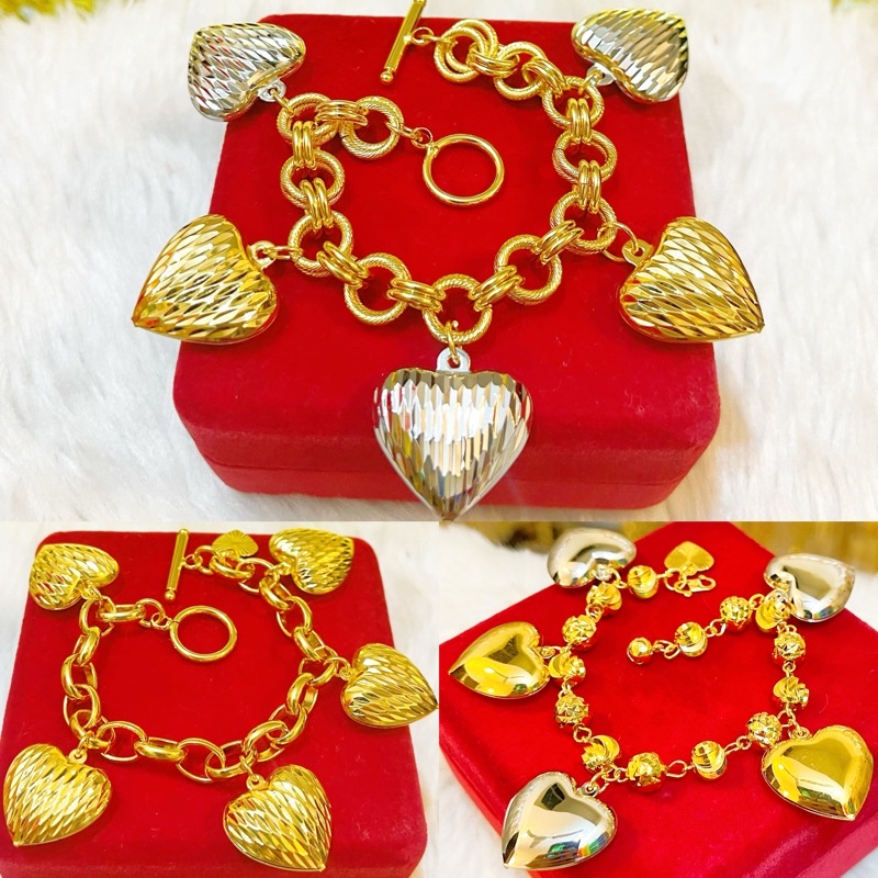 RANTAI TANGAN SAUH / RANTAI TANGAN LOVE GEMUK RAMBU COP 916 ( Emas ...