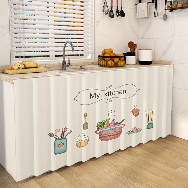 Ins Curtain Cabinet Kitchen Langsir Kabinet Dapur Dust-proof Cabinet ...