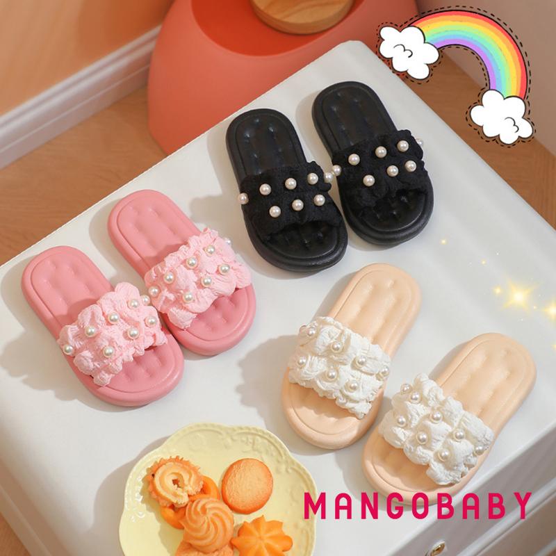 MANGO-Toddler Kids Girls Slippers Pearl Non-Slip Soft Bottom Children ...