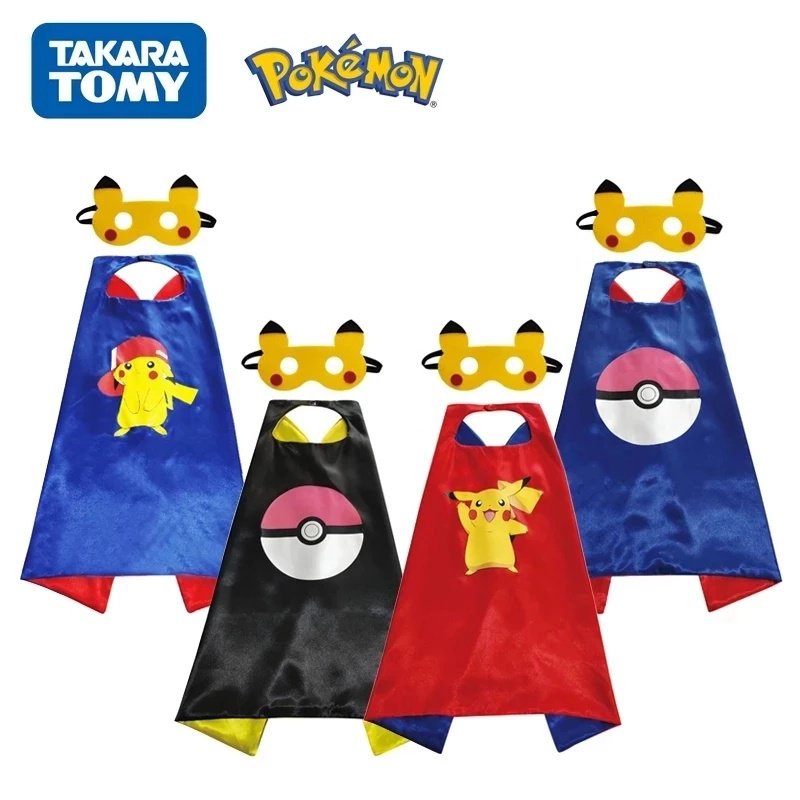 Anime Pokemon Pikachu Capes Haloween Costumes 10 Color Pikachu Anime Costume Party Favors