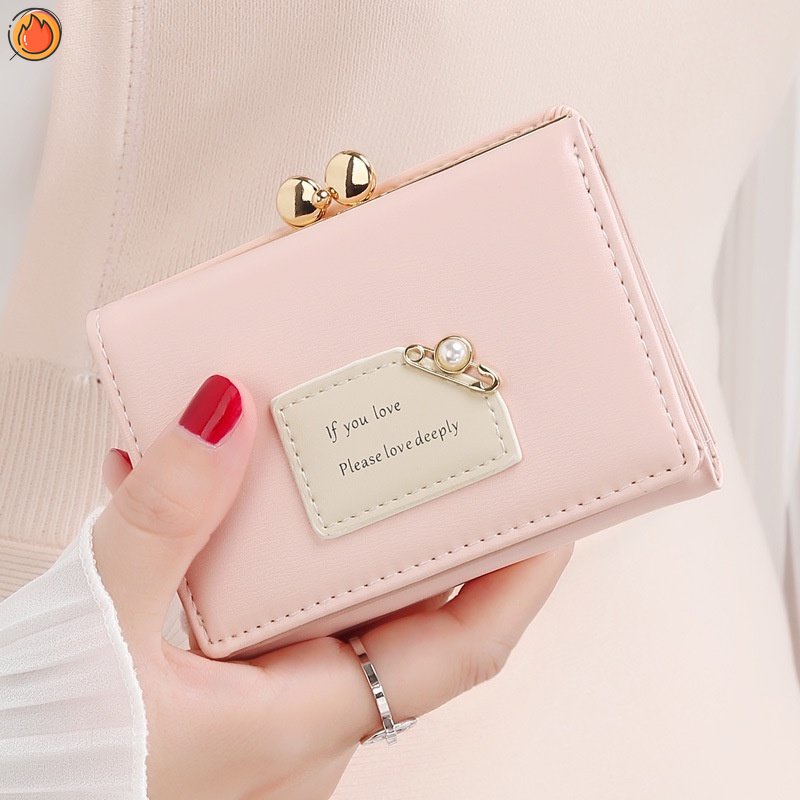 Women Wallets Female Short Design Fashion Three Fold Purse Simple Cute ...