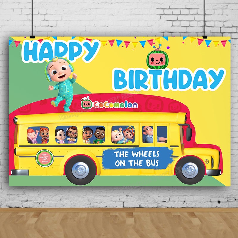 Cocomelon cartoon pattern birthday party background wall decoration ...