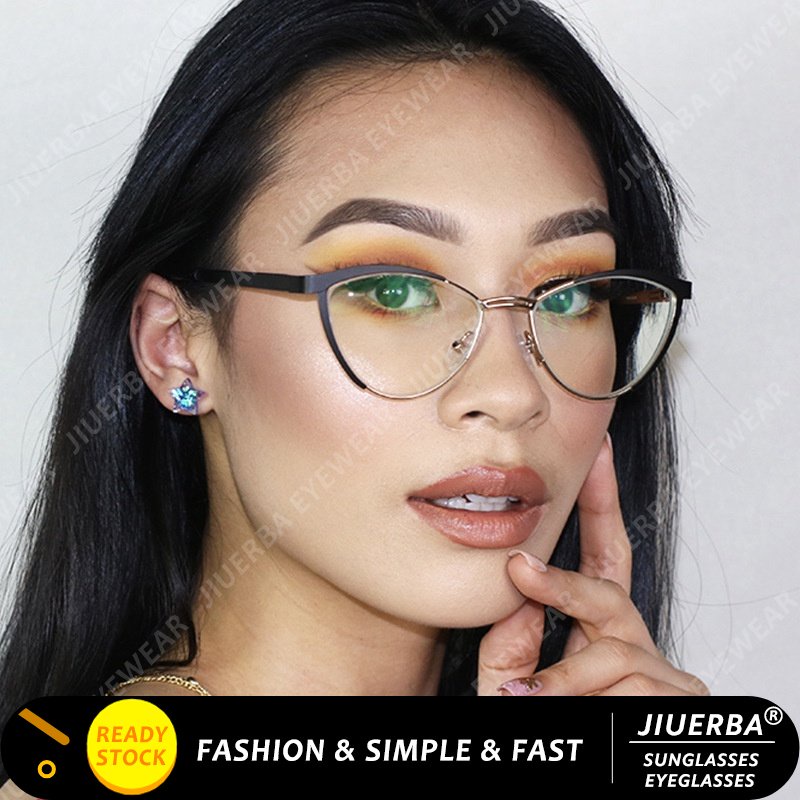 Jiuerba Western Fashion Babes Cat Eye Anti Blue Light Eyeglasses Vintage Fashion Replaceable 4563