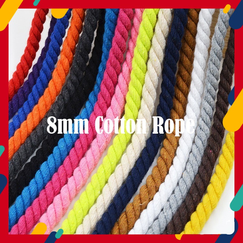 8mm Cotton Rope Handle DIY Bag Decoration Rope Bag Strap Tali Beg