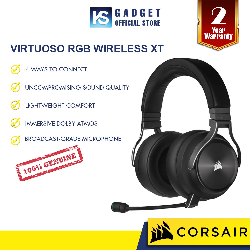 Corsair virtuoso rgb online wireless gaming headset carbon