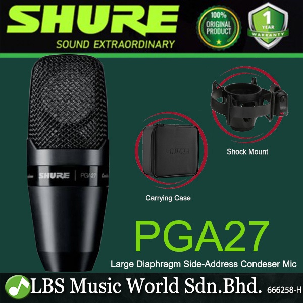 Shure PGA27 Cardioid Large Diaphragm SideAddress Condenser Microphone