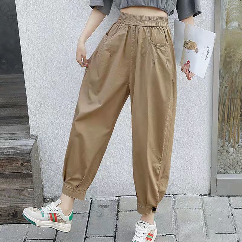 100% Cotton Harem Pants Women Ladies Casual Slacks Loose Casual Nine ...