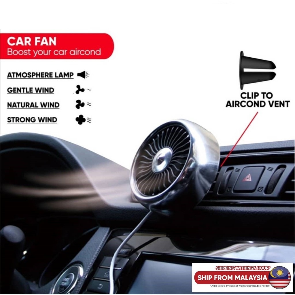 Car Aircond Air conditional USB 3 Speed Adjustable Fan F101 colorful