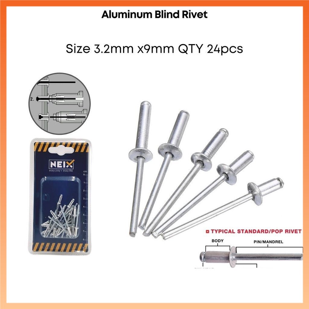 [READY STOCK] Aluminum Blind Rivet Extra Large Flange Head Pop Rivets
