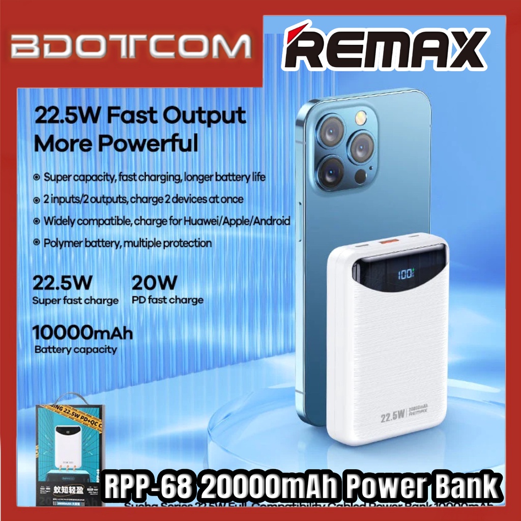 Remax RPP-68 Ritry II Series 22.5W PD + QC 20000mAh Fast Charge Power ...