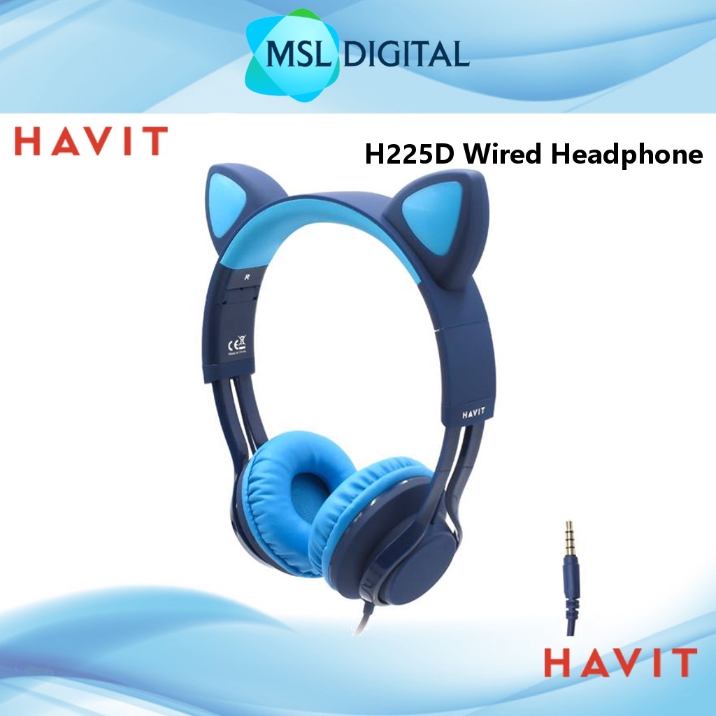 HAVIT H225D Wired Over Ear Headphone With Built In Headset Mic And Cat ...