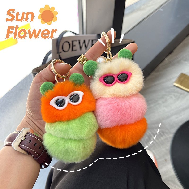 Plush Keychain Cute Caterpillar Bag Pendant Key Ring Cartoon Keychain ...